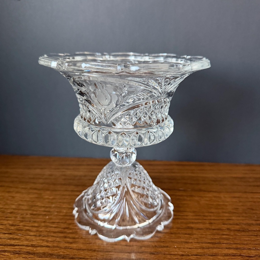 Hofbauer The Byrdes Lead Crystal Footed‎ Compote Dish West Germany